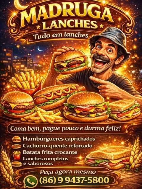 Flyer Madruga Lanches — tudo em lanches